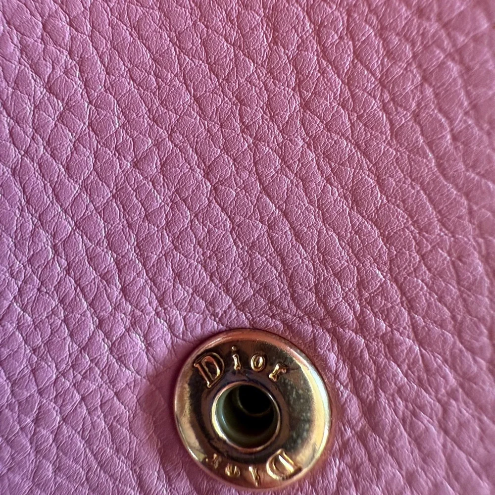 DIOR CARO COMPACT TRIFOLD COMPACT WALLET, PINK CALFSKIN LEATHER - Picture 5 of 14